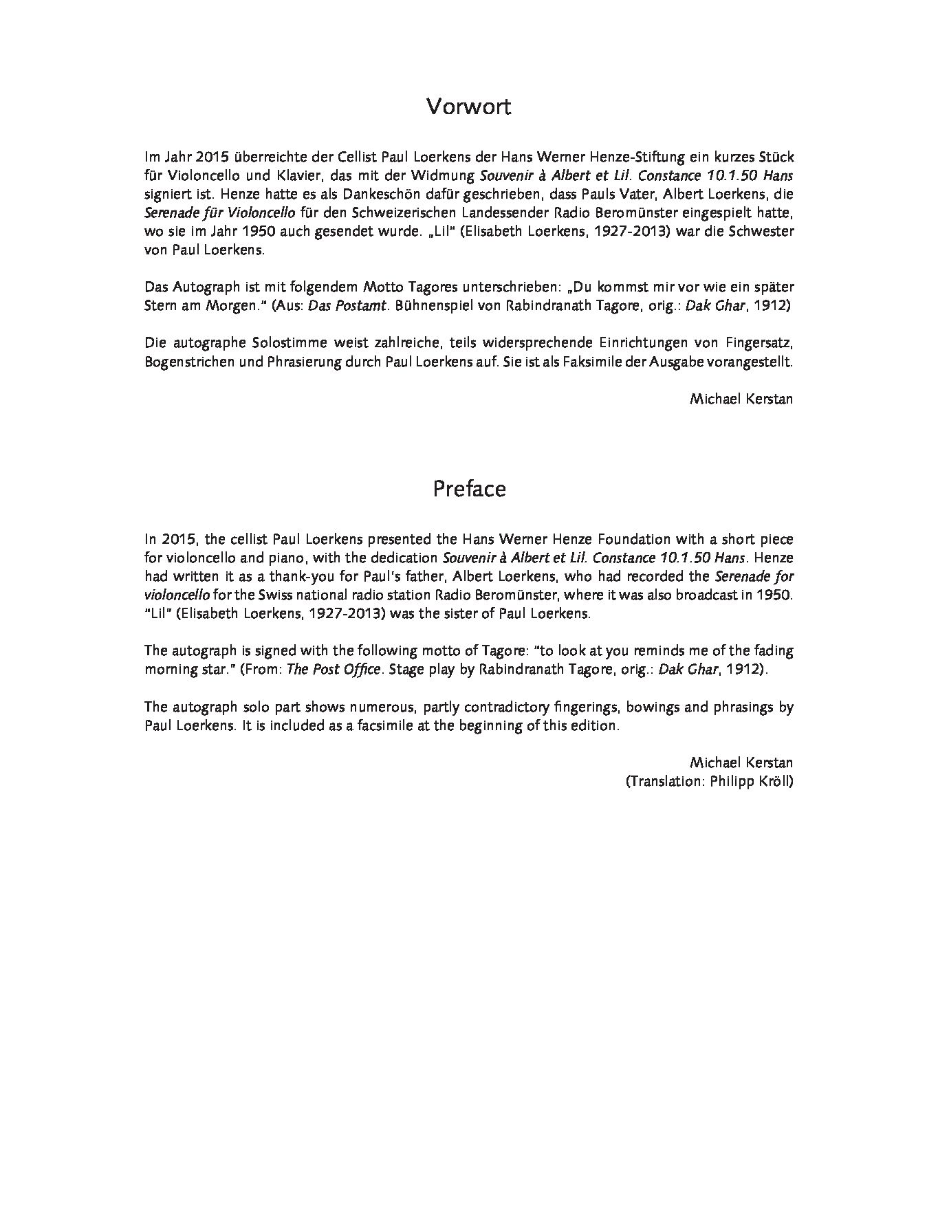 Anderes Coverbild Souvenir à Albert et Lil für Violoncello und Klavier (1950)