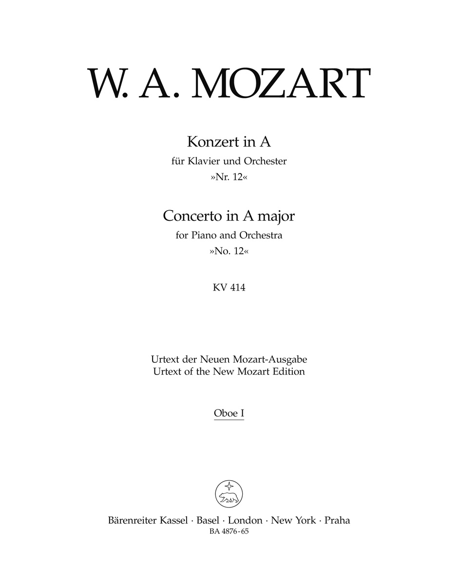 Vorderes Coverbild Konzert für Klavier und Orchester Nr. 12 A-Dur KV 414