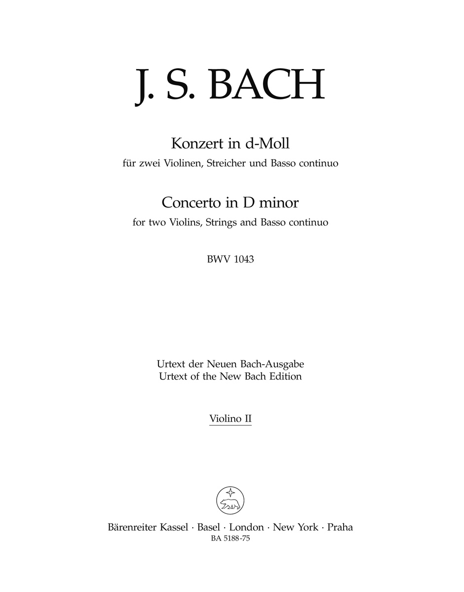 Vorderes Coverbild Konzert für zwei Violinen, Streicher und Basso continuo d-Moll BWV 1043
