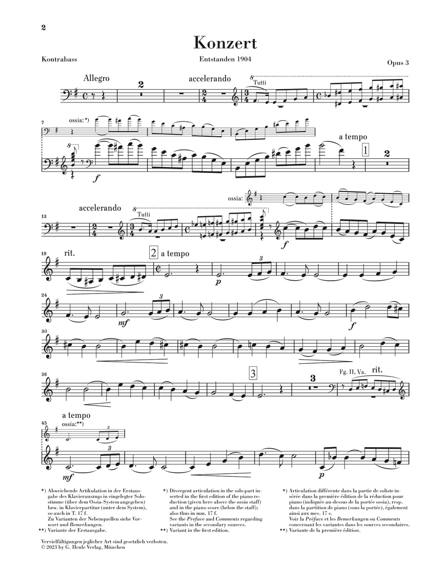 Anderes Coverbild Kontrabasskonzert op. 3