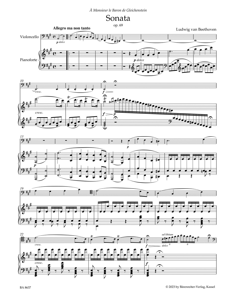 Anderes Coverbild Sonate für Klavier und Violoncello in A op. 69