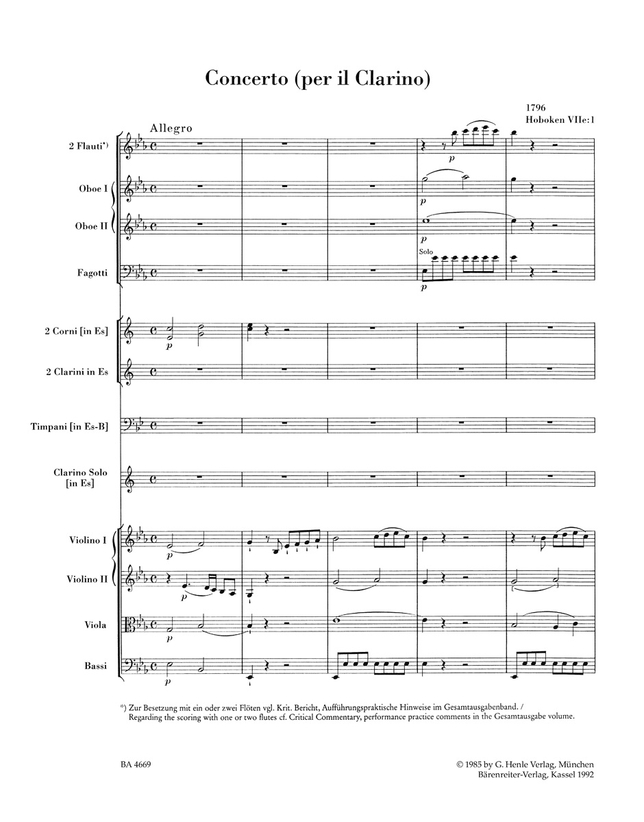 Anderes Coverbild Konzert für Trompete und Orchester Es-Dur Hob. VIIe:1