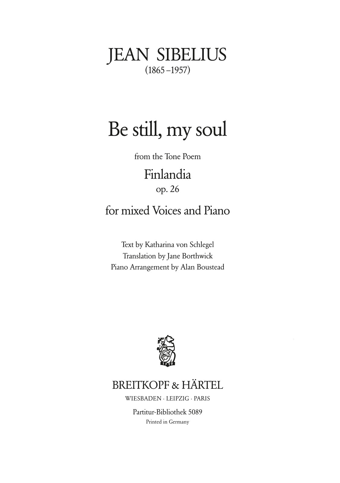 Vorderes Coverbild Be Still, My Soul