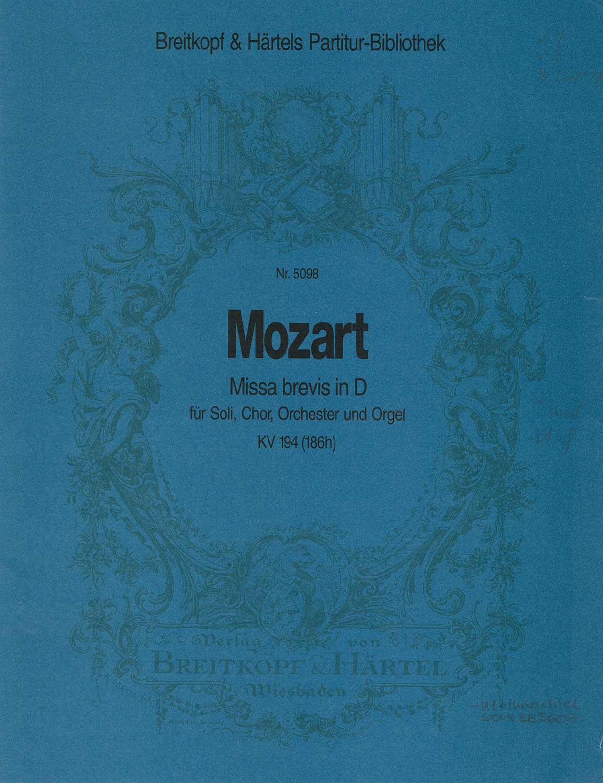 Vorderes Coverbild Missa brevis in D KV 194 (186h)
