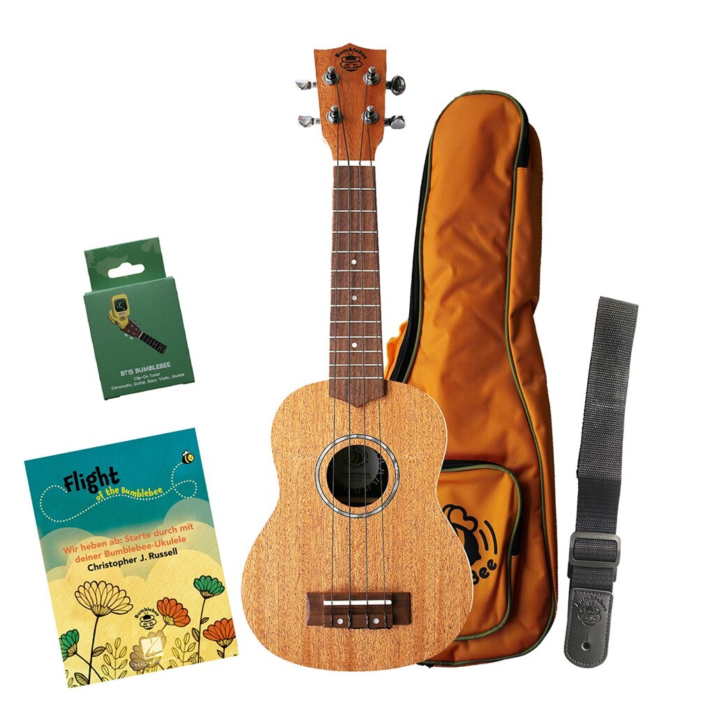 Vorderes Coverbild Bumblebee Sopran Ukulele BUS30 - Mahagoni / Walnuss, Natur - Set