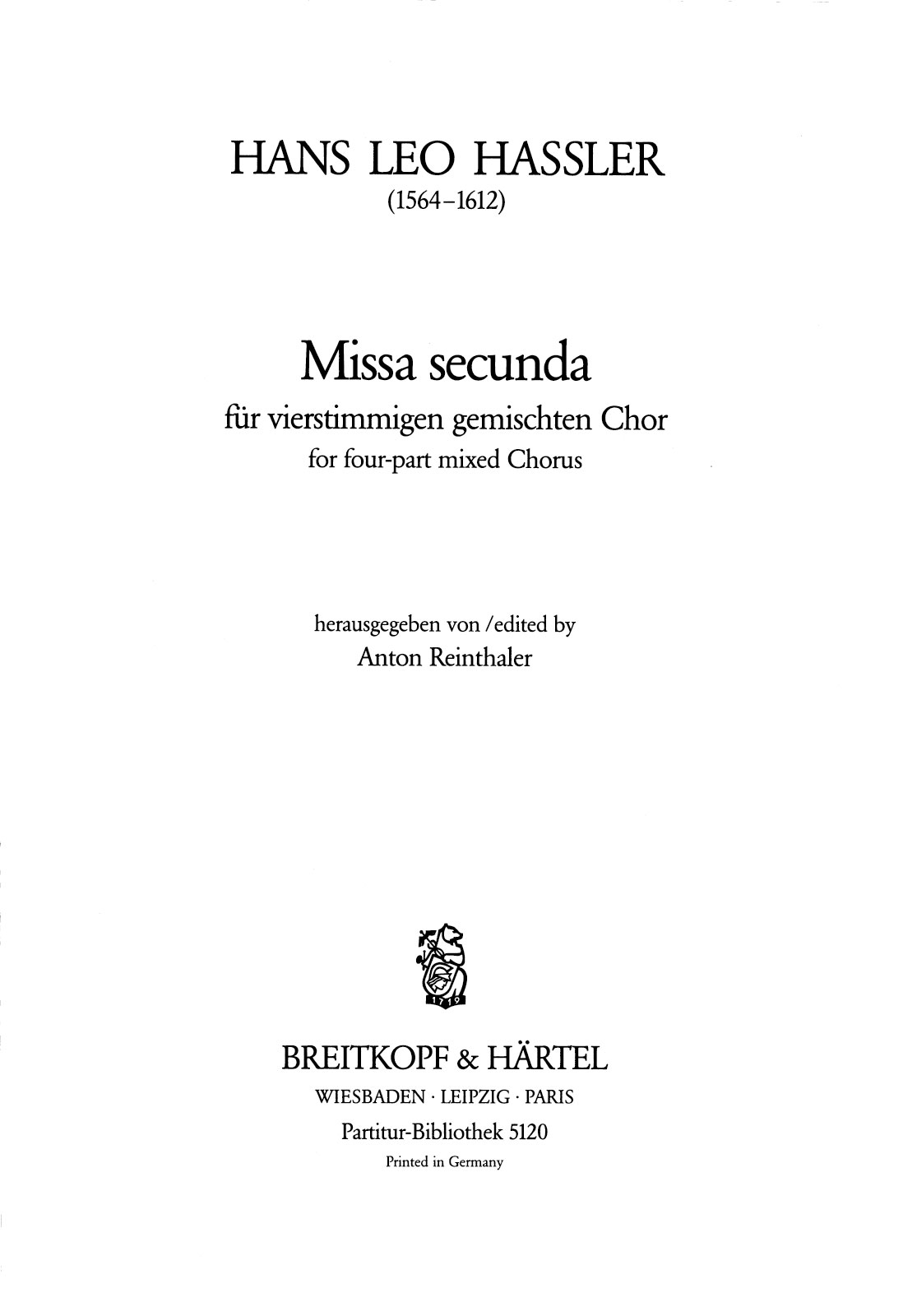 Vorderes Coverbild Missa Secunda