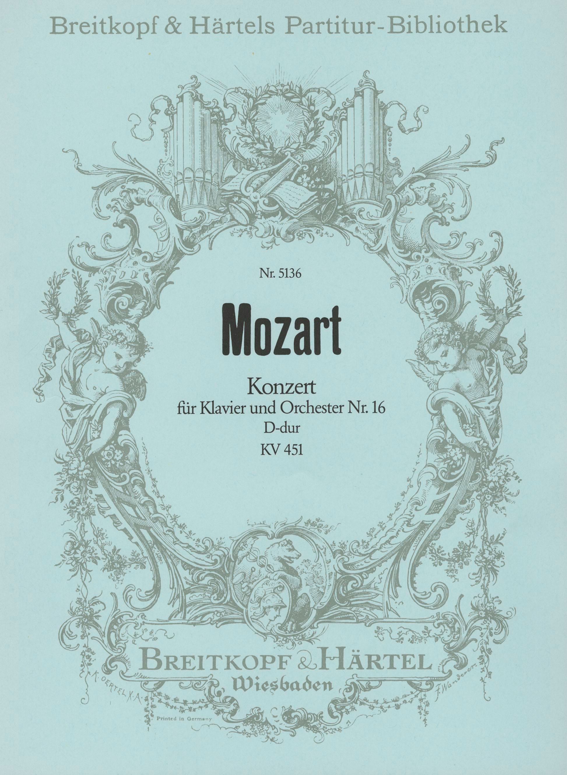 Vorderes Coverbild Konzert für Klavier und Orchester Nr. 16 D-Dur KV 451