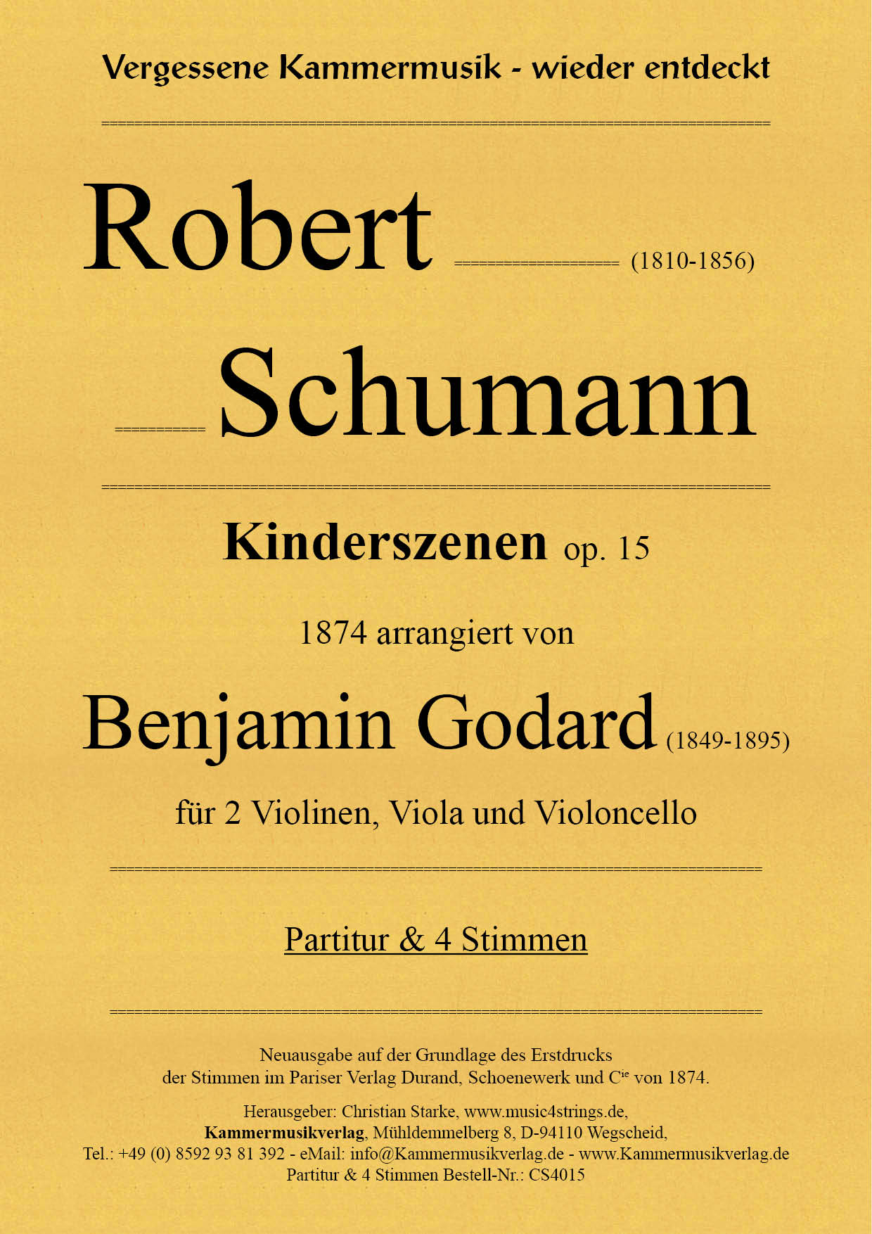 Anderes Coverbild Kinderszenen für Streichquartett op. 15