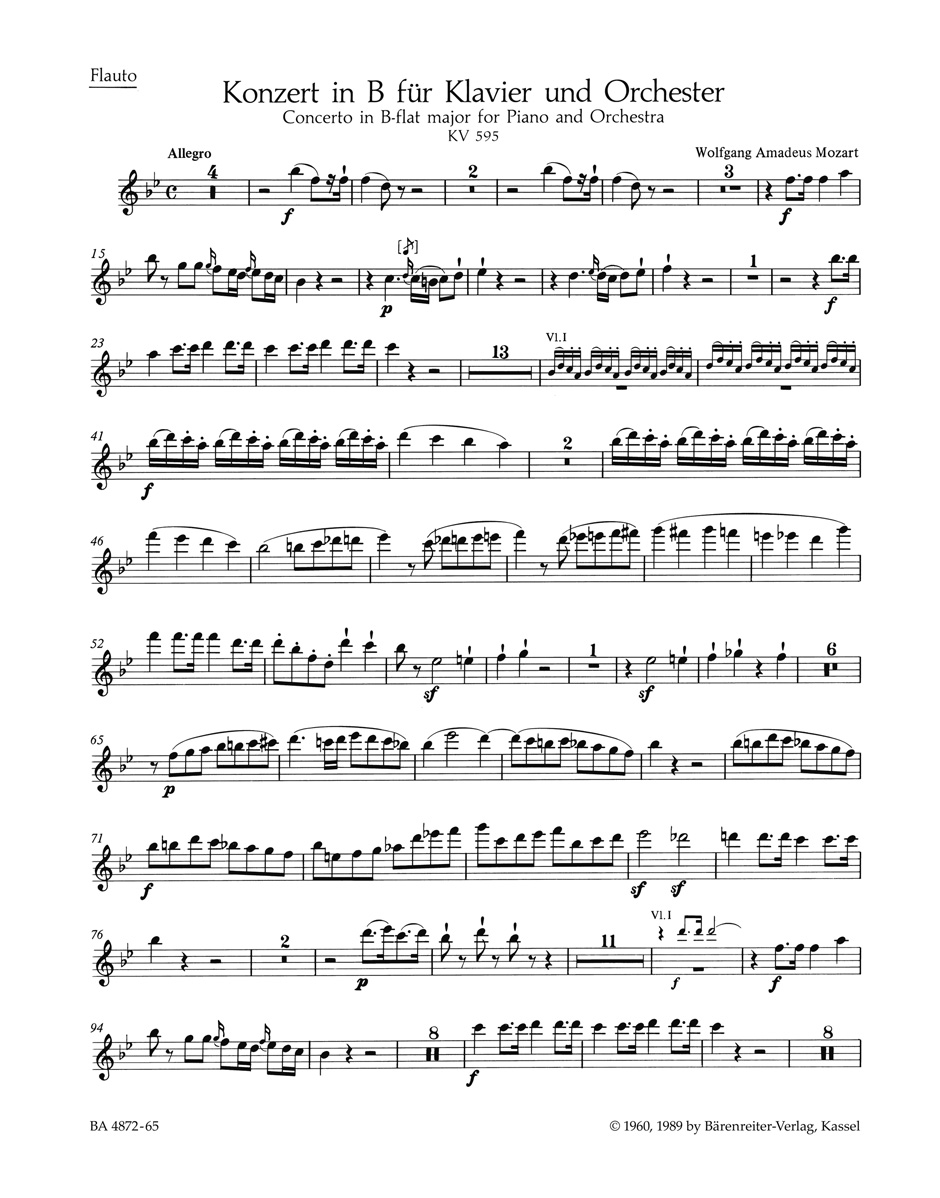 Vorderes Coverbild Konzert für Klavier und Orchester Nr. 27 B-Dur KV 595