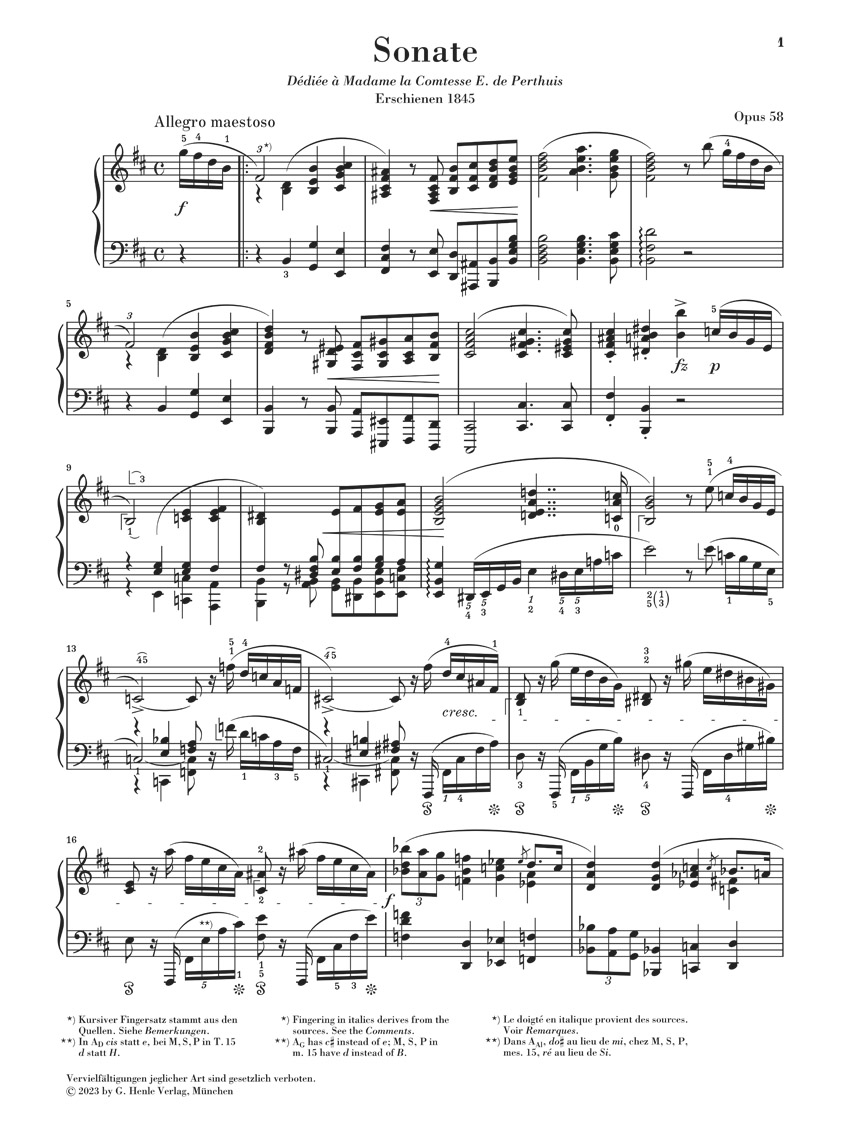 Anderes Coverbild Klaviersonate h-moll op. 58