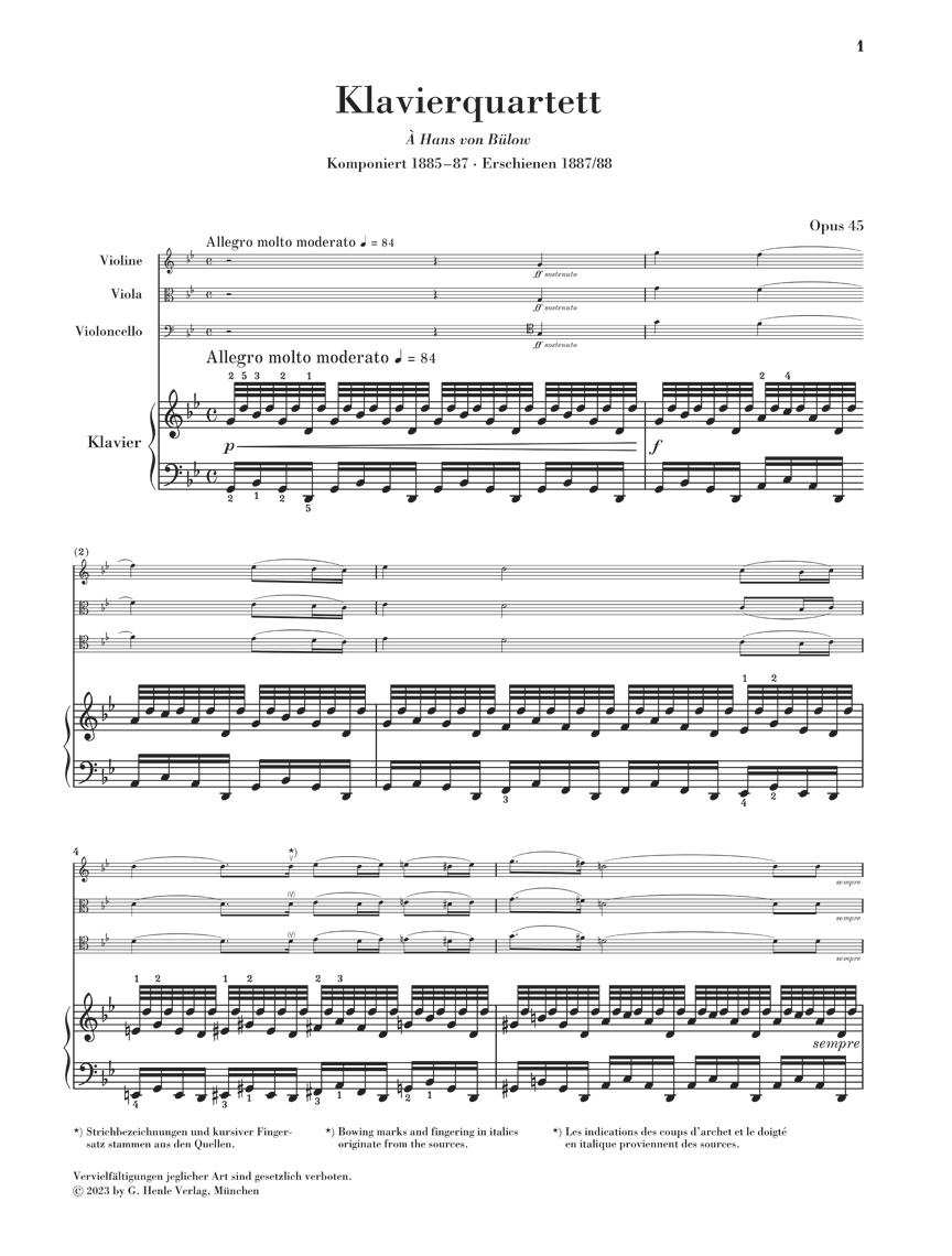 Anderes Coverbild Klavierquartett Nr. 2 g-moll op. 45
