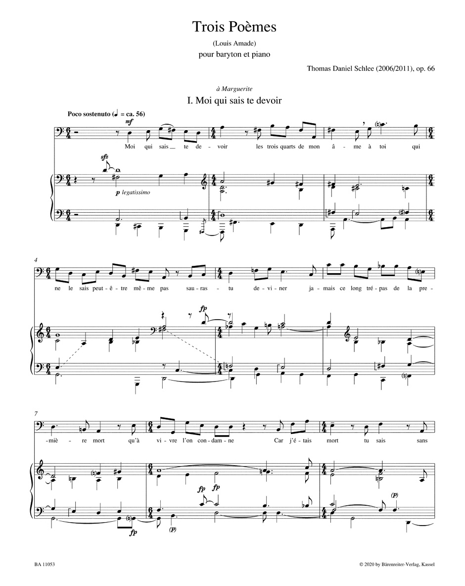 Anderes Coverbild Trois Poèmes pour baryton et piano op. 66 (2006/2011)