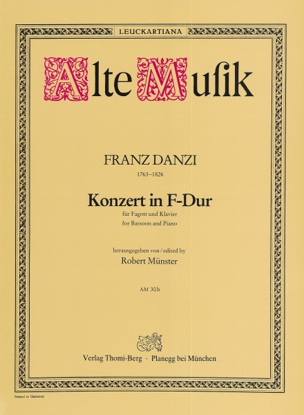 Vorderes Coverbild Konzert für Fagott und Orchester F-Dur