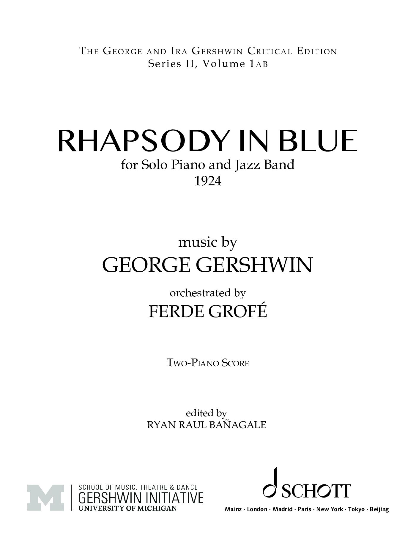 Anderes Coverbild Rhapsody in Blue for solo piano and Jazz Band