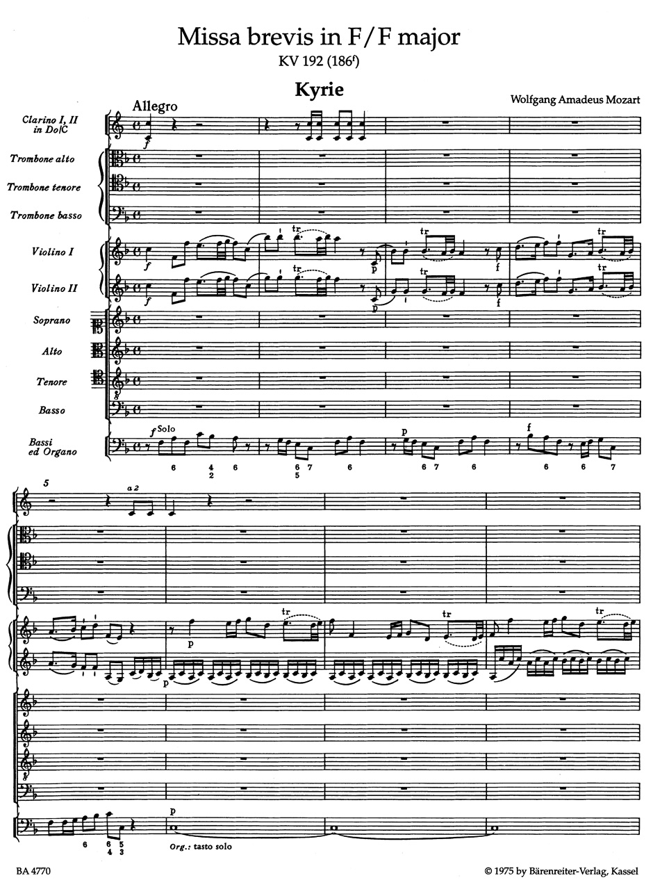 Anderes Coverbild Missa brevis F-Dur KV 192 (186f)