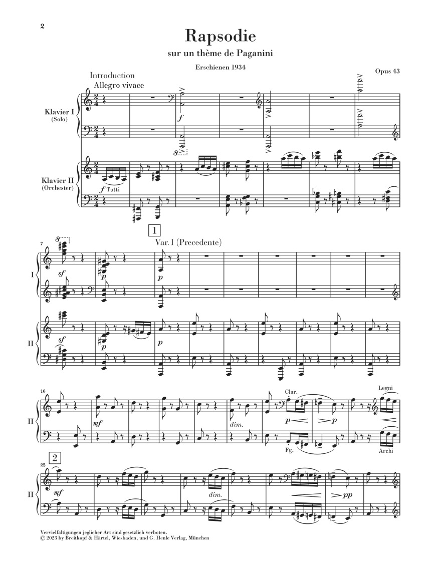 Anderes Coverbild Rhapsodie über ein Thema von Paganini op. 43