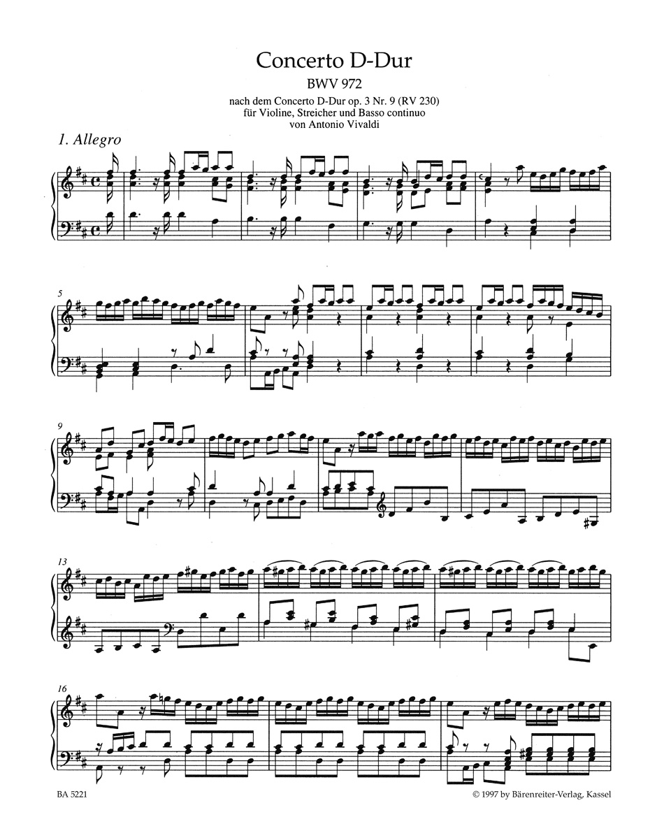 Anderes Coverbild Klavierbearbeitungen fremder Werke I BWV 972-977