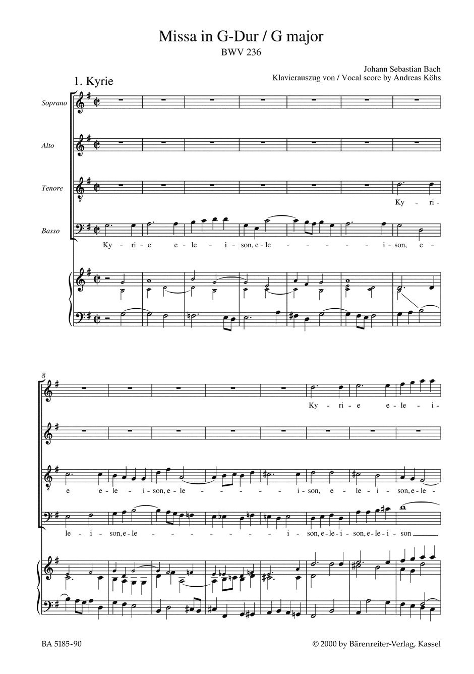 Anderes Coverbild Missa G-Dur BWV 236 "Lutherische Messe"