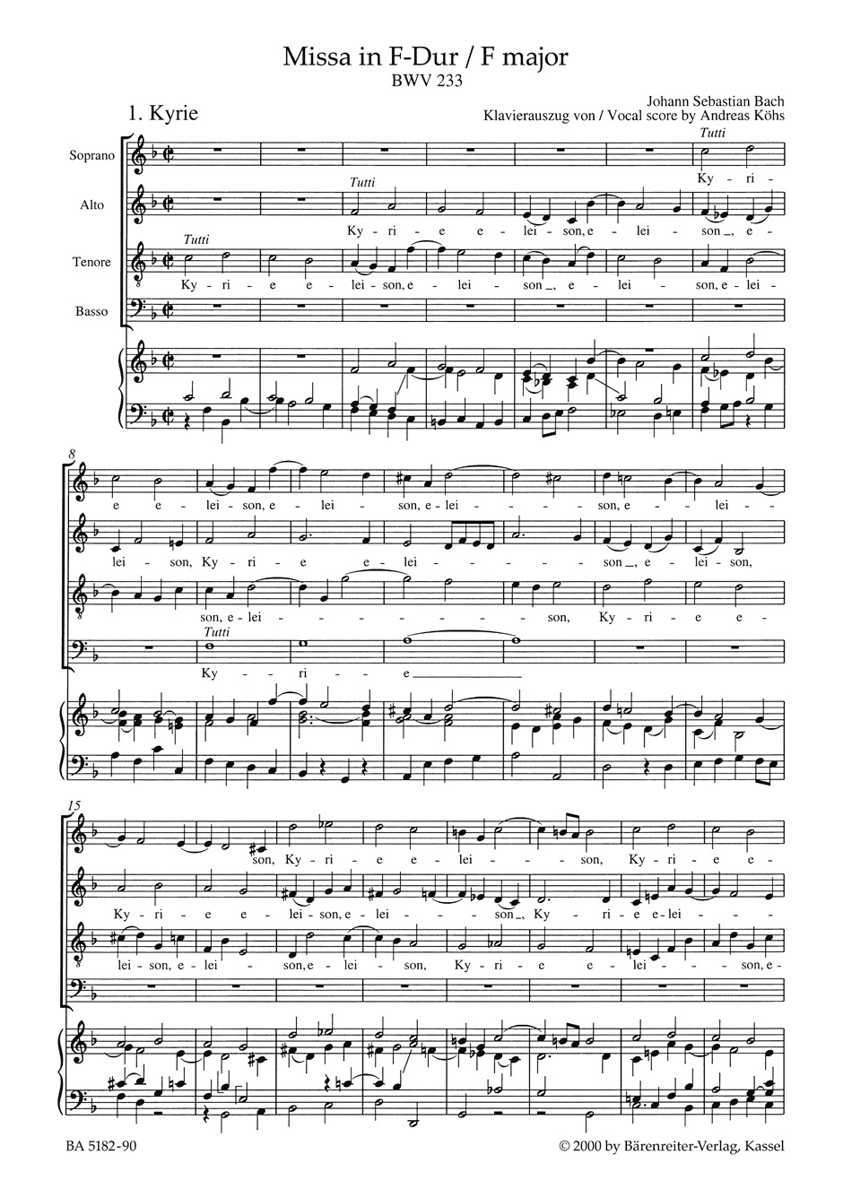 Anderes Coverbild Missa F-Dur BWV 233 "Lutherische Messe"