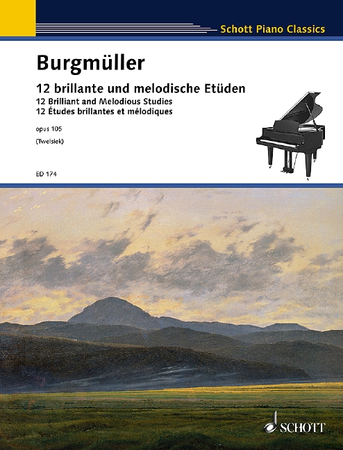 Vorderes Coverbild 12 brillante und melodische Etüden op. 105