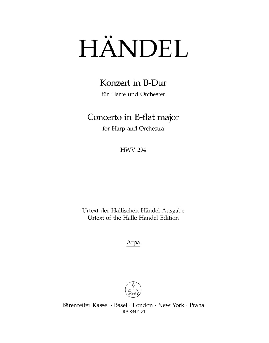Vorderes Coverbild Konzert für Harfe und Orchester B-Dur op. 4/6 HWV 294