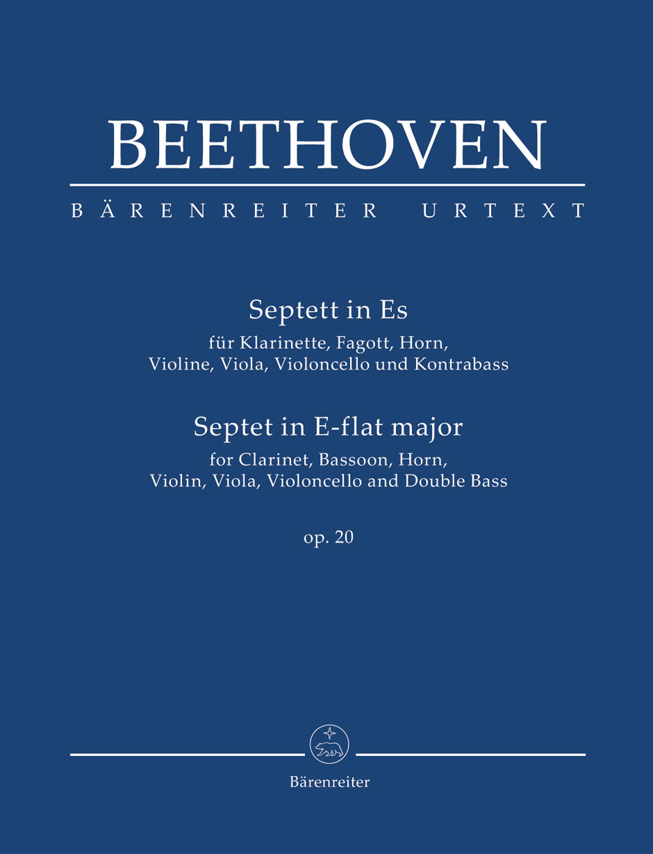 Vorderes Coverbild Septett für Klarinette, Fagott, Horn, Violine, Viola, Violoncello und Kontrabass in Es op. 20