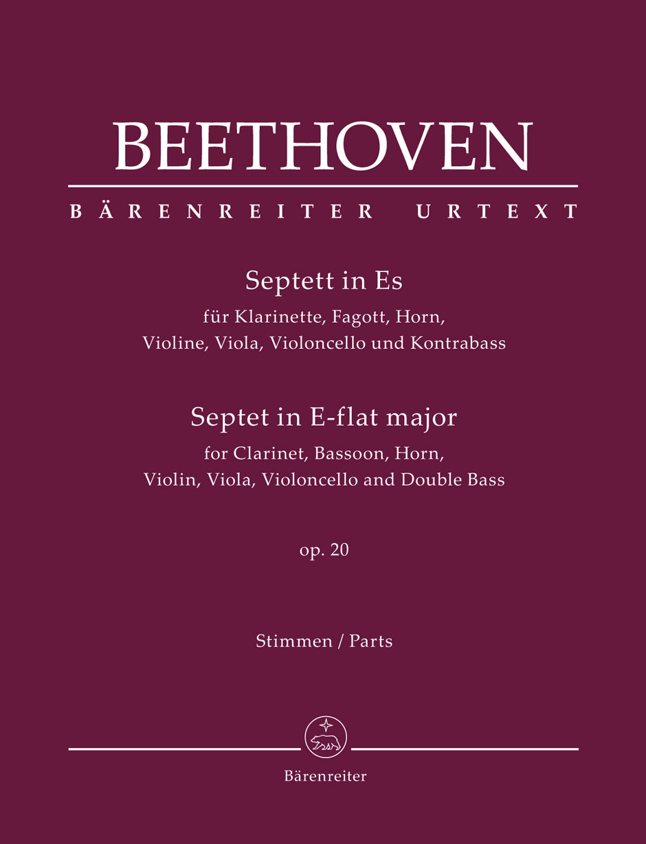 Vorderes Coverbild Septett für Klarinette, Fagott, Horn, Violine, Viola, Violoncello und Kontrabass in Es op. 20