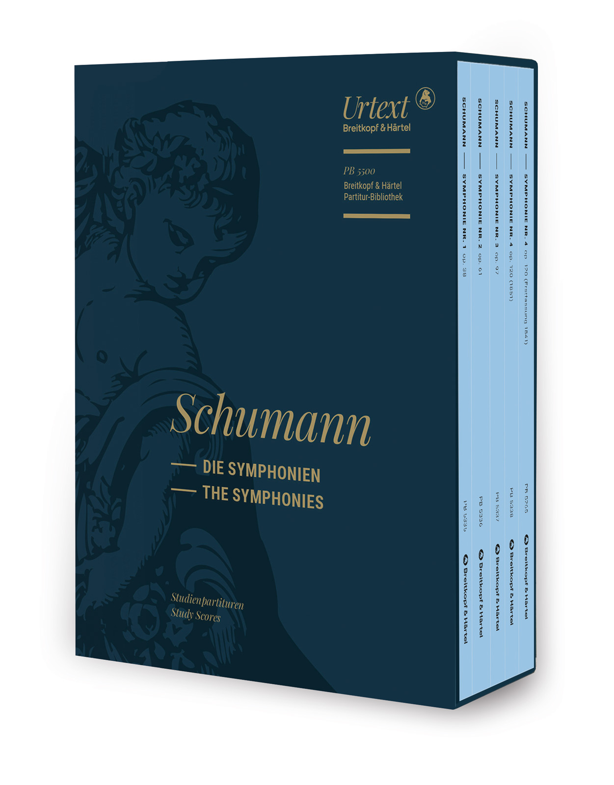 Vorderes Coverbild Die Symphonien - Studienpartituren Nr. 1,2,3,4 + Erstfassung 4. Symphonie (1841) op. 38,61,97 (Rheinische),120