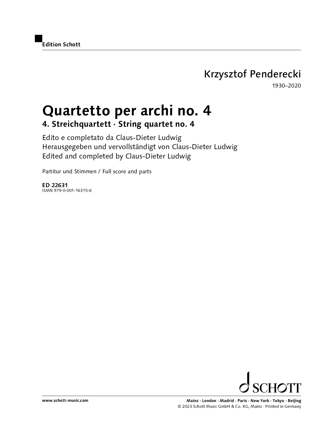 Anderes Coverbild Streichquartett Nr. 4