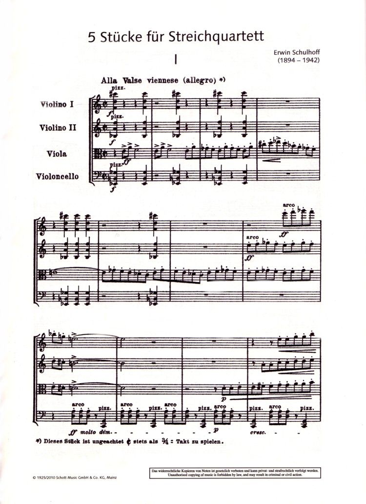 Anderes Coverbild 5 Stücke für Streichquartett