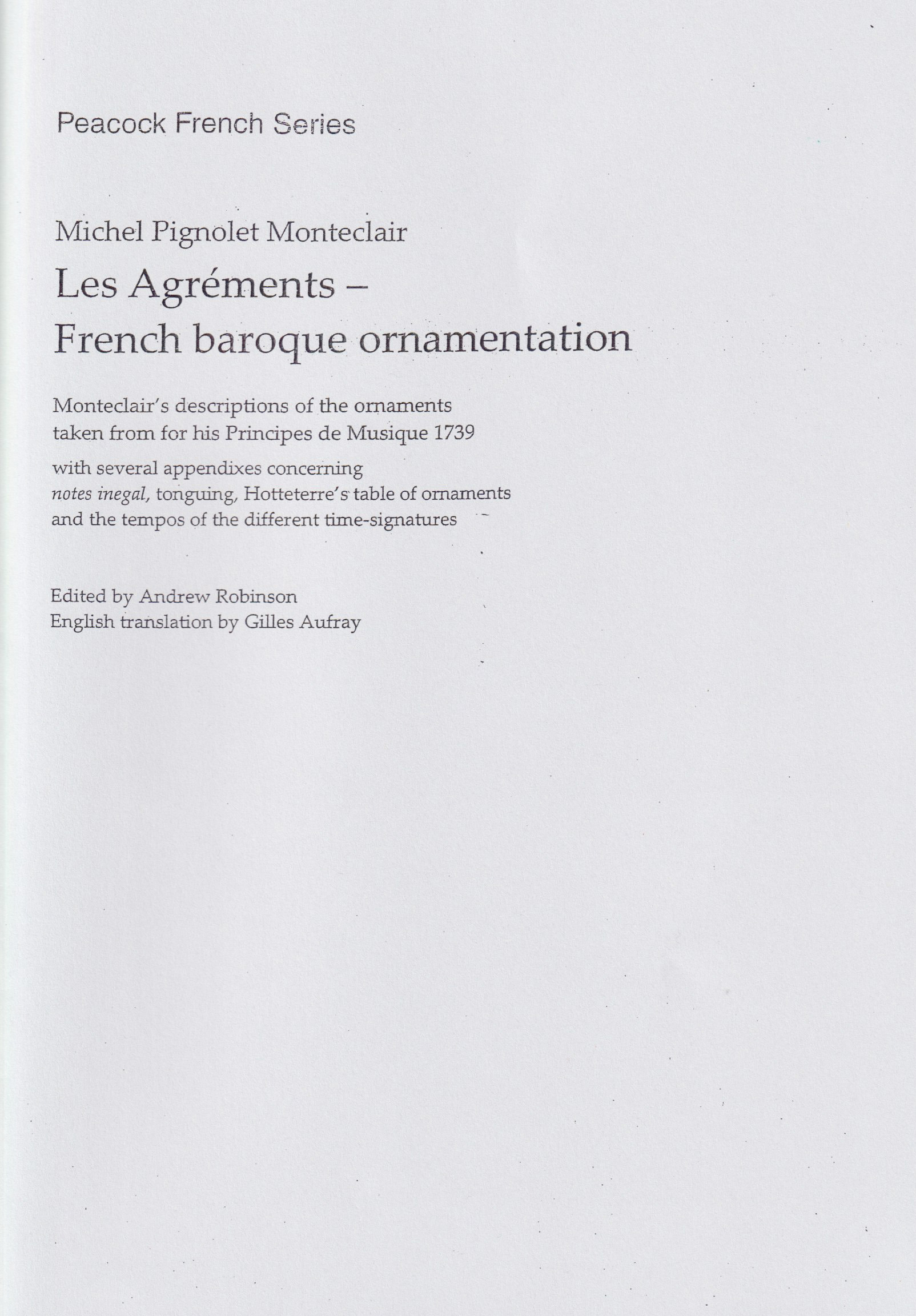 Vorderes Coverbild Les Agréments – French baroque ornamentation