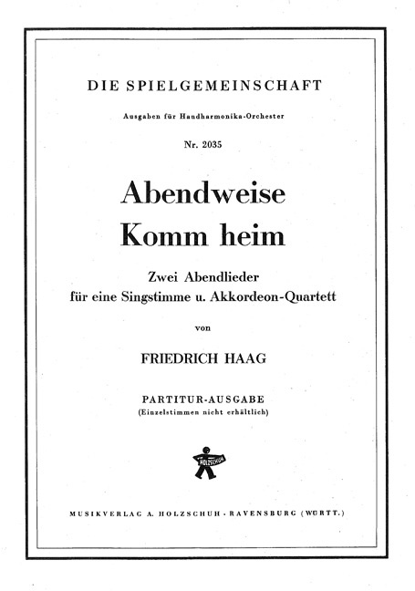 Vorderes Coverbild Abendweise / Komm heim