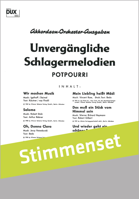 Vorderes Coverbild Unvergängliche Schlagermelodien