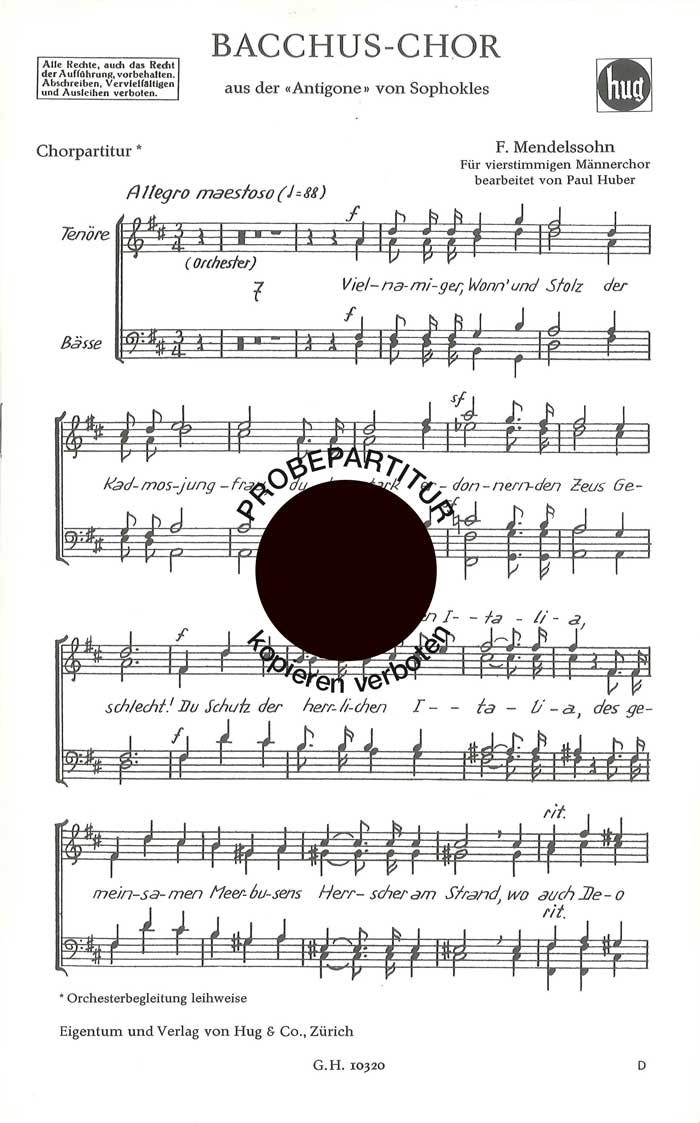 Vorderes Coverbild Bacchus-Chor