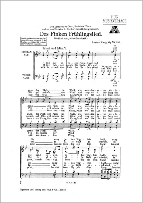 Vorderes Coverbild Finken Frühlingslied