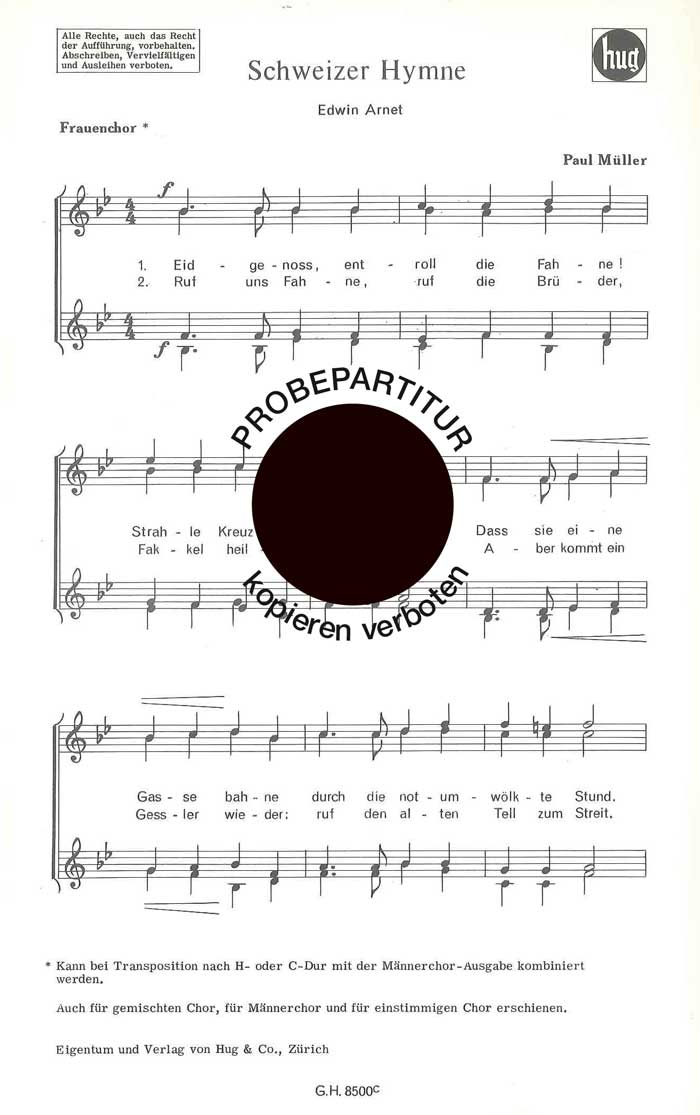 Vorderes Coverbild Schweizer Hymne
