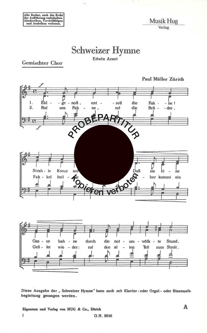 Vorderes Coverbild Schweizer Hymne