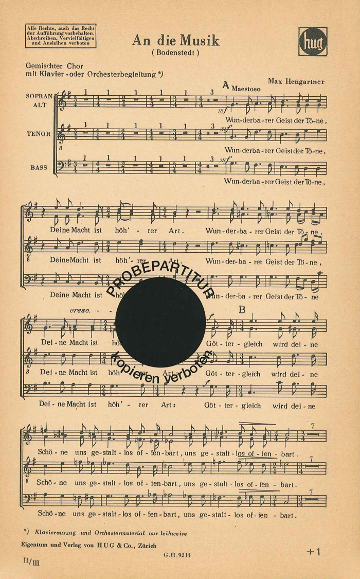 Vorderes Coverbild An die Musik
