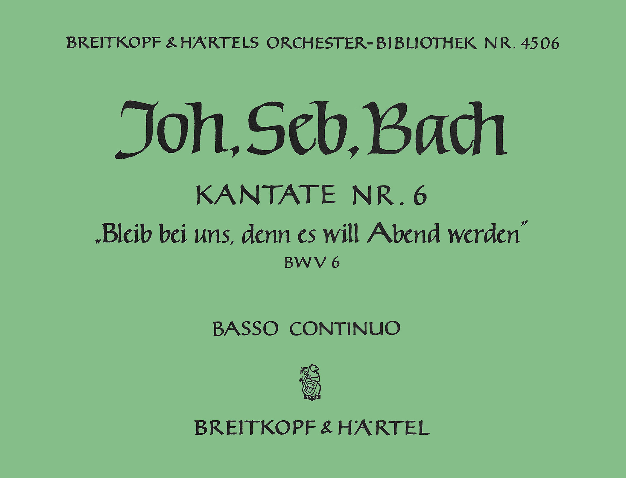Vorderes Coverbild Kantate BWV 6 „Bleib bei uns, denn es will Abend werden“