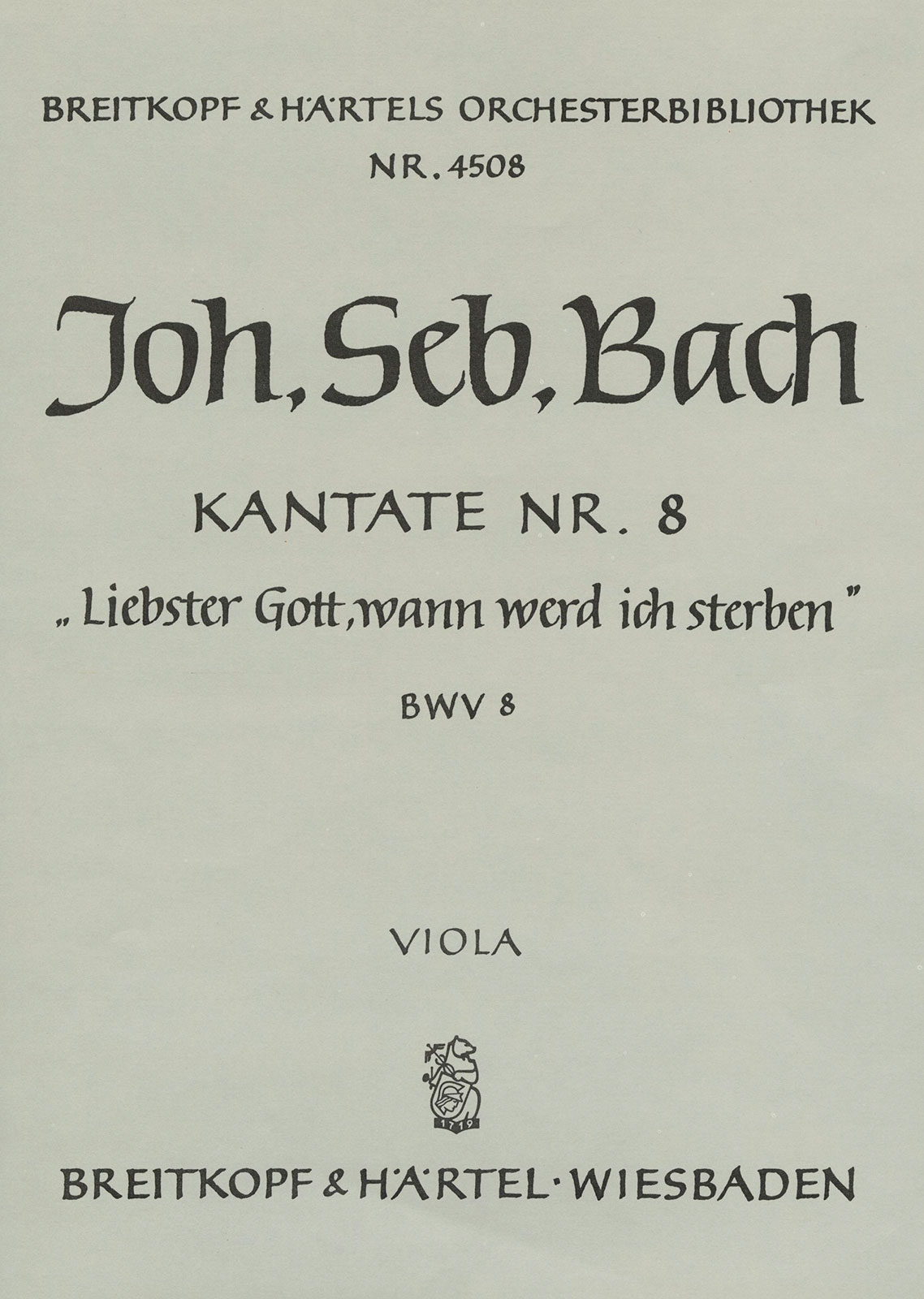 Vorderes Coverbild Kantate BWV 8 „Liebster Gott, wenn werd ich sterben“ (1724)