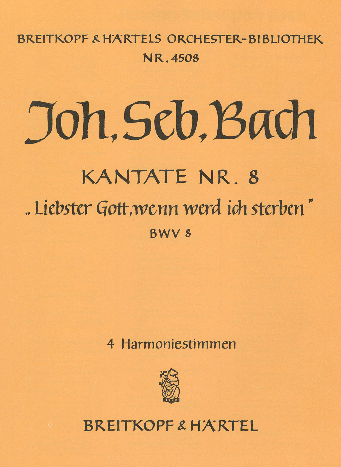 Vorderes Coverbild Kantate BWV 8 „Liebster Gott, wenn werd ich sterben“ (1724)