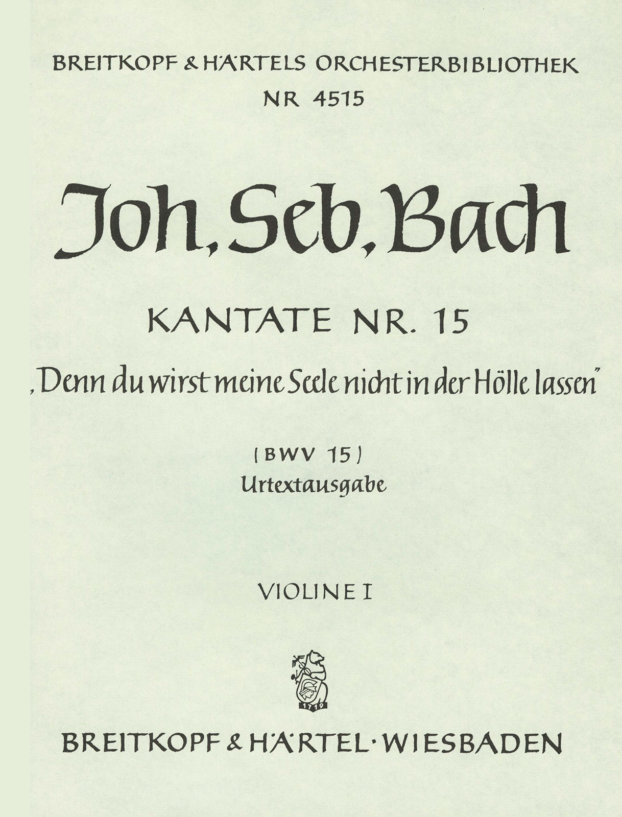 Vorderes Coverbild Kantate BWV 15 ‘Denn du wirst meine Seele nicht in der Hölle lassen’