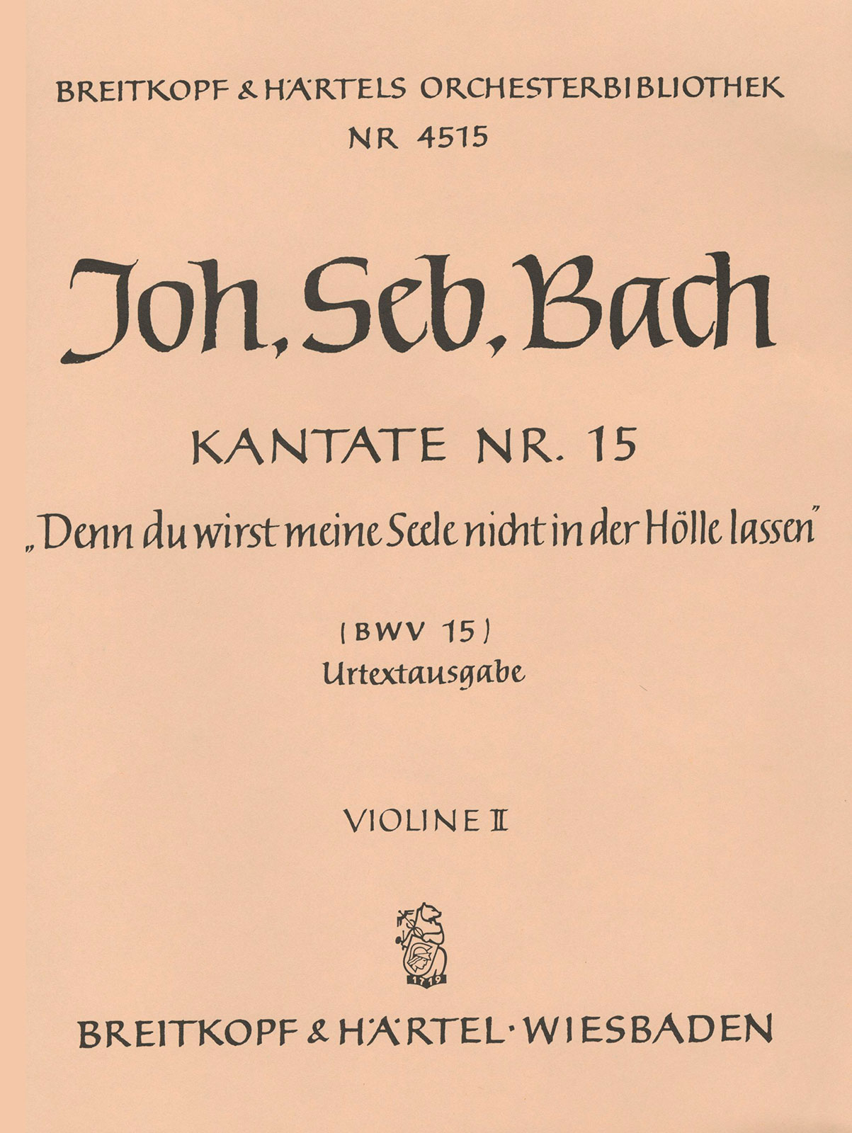 Vorderes Coverbild Kantate BWV 15 ‘Denn du wirst meine Seele nicht in der Hölle lassen’