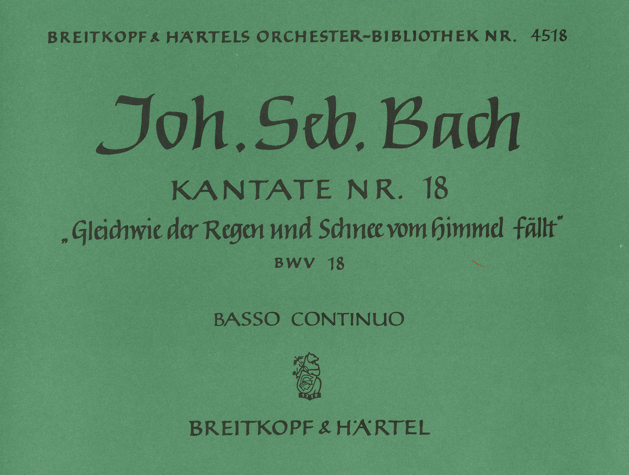 Vorderes Coverbild Kantate BWV 18 „Gleichwie der Regen und Schnee vom Himmel fällt“