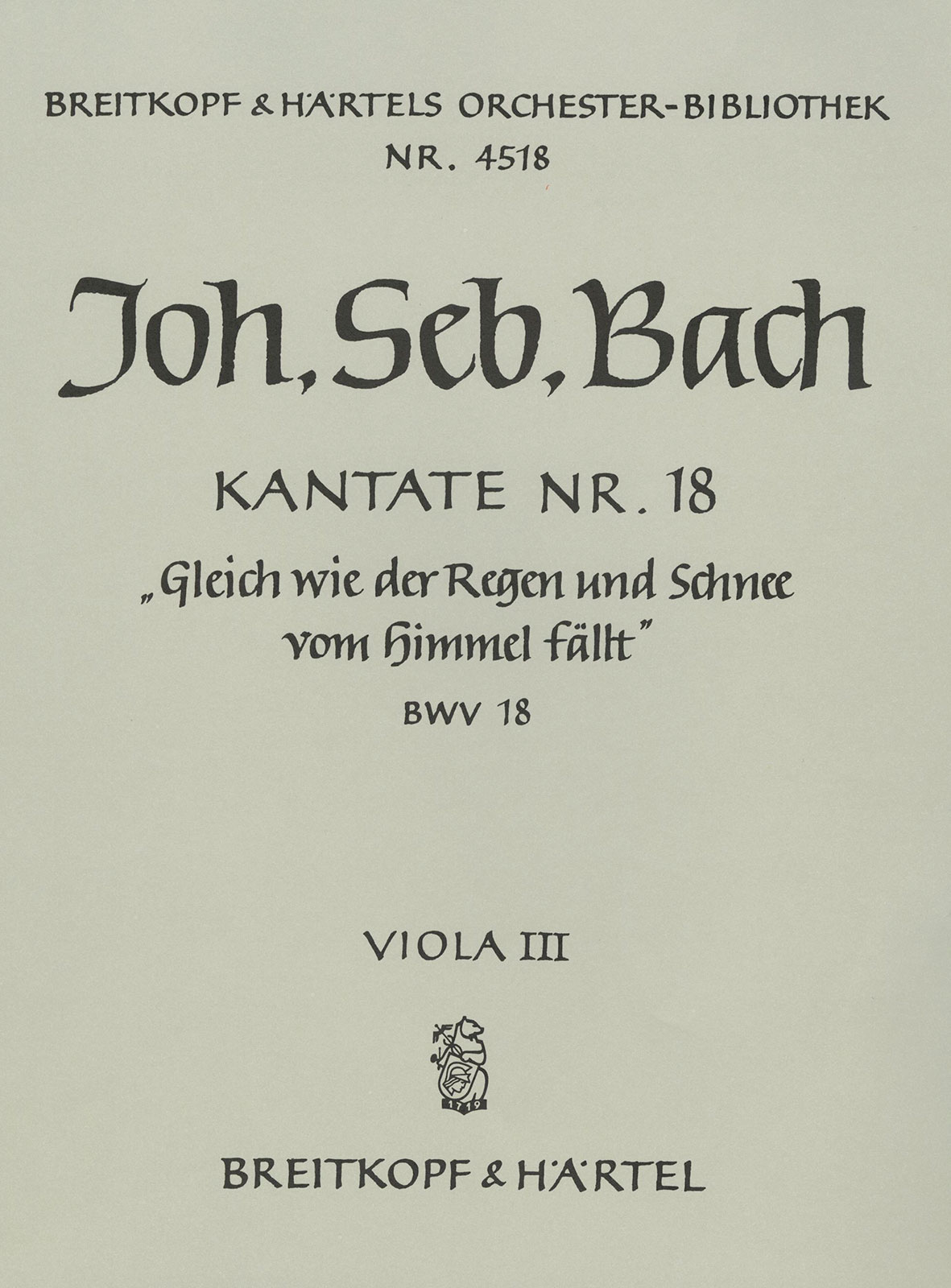 Vorderes Coverbild Kantate BWV 18 „Gleichwie der Regen und Schnee vom Himmel fällt“