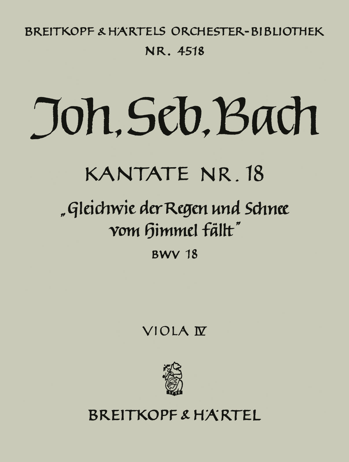 Vorderes Coverbild Kantate BWV 18 „Gleichwie der Regen und Schnee vom Himmel fällt“