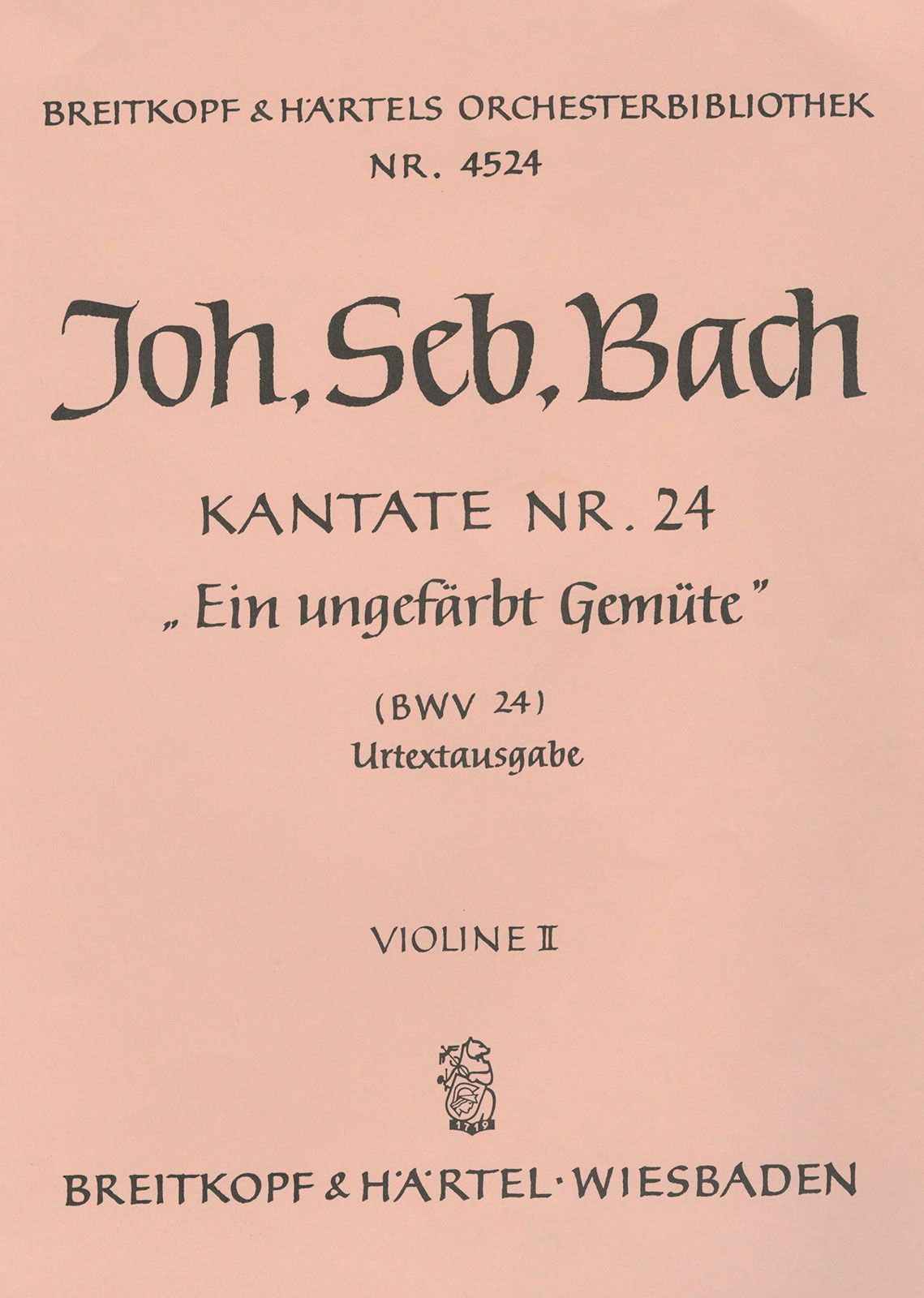 Vorderes Coverbild Kantate BWV 24 „Ein ungefärbt Gemüte“