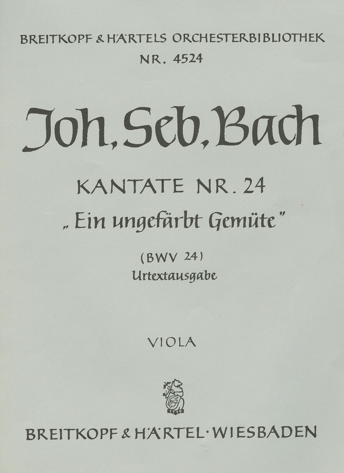 Vorderes Coverbild Kantate BWV 24 „Ein ungefärbt Gemüte“