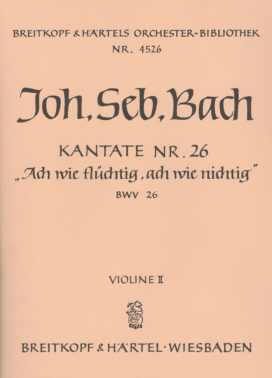 Vorderes Coverbild Kantate BWV 26 „Ach wie flüchtig, ach wie nichtig“