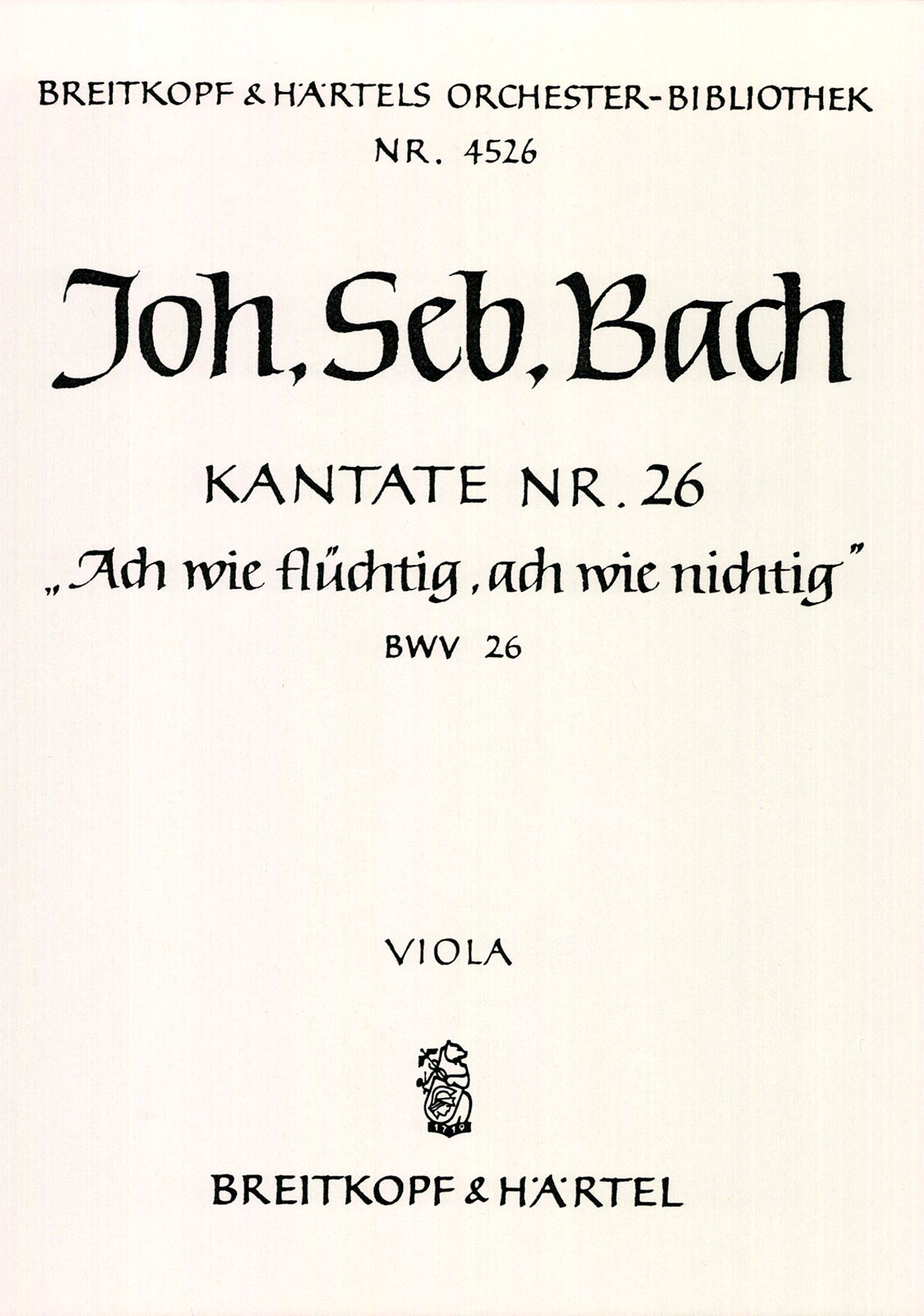 Vorderes Coverbild Kantate BWV 26 „Ach wie flüchtig, ach wie nichtig“